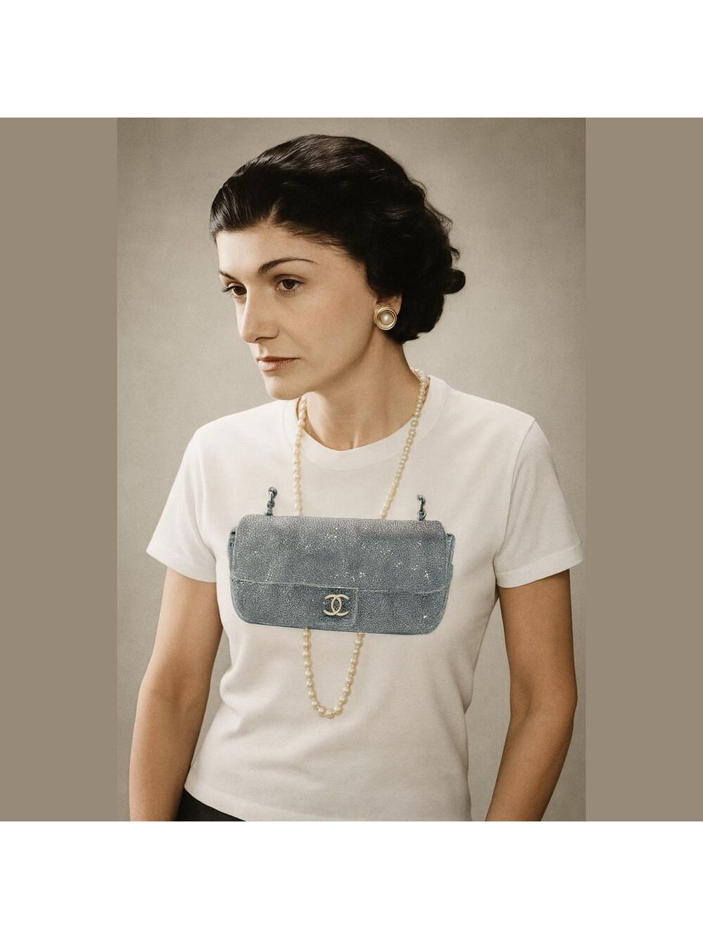 Sequin Bag on white t-Shirt